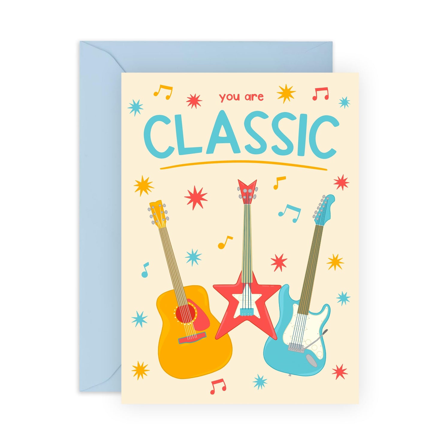 Dad Birthday Card - You Are Classic - Guitars Music - Father's Day Card For Men - Nice Words Birthday Cards For Him Grandpa Grandfather - Comes With Stickers By Central 23