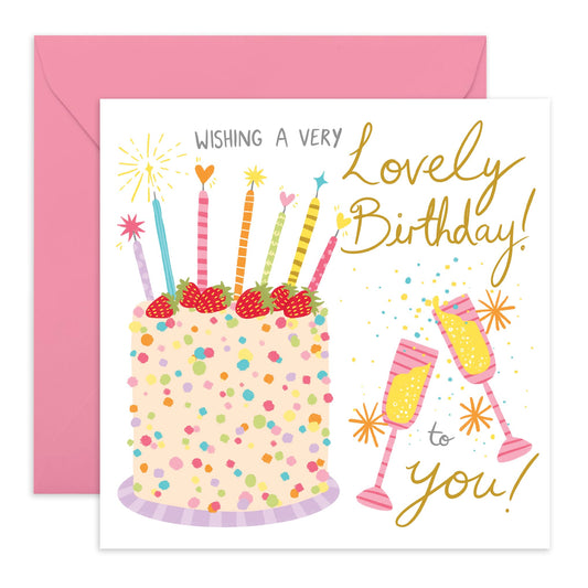Birthday Card For Women - Wishing You A Very Lovely Birthday! - Happy Birthday Cards For Her - Gift For Daughter Grandma Sister Granddaughter Female Friends - Comes With Cute Stickers By Central 23