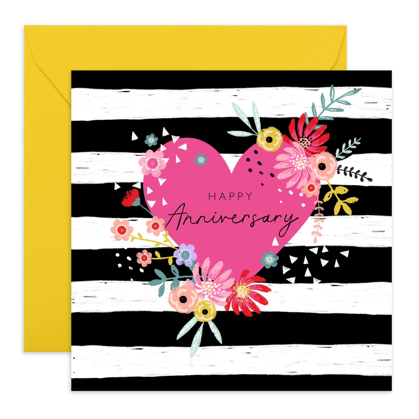 Anniversary Card For Couple Girlfriend Boyfriend - Stripe Anniversary Heart - Wedding Anniversary Card Husband Wife - Greeting Cards For Fiance- Comes With Fun Stickers By Central 23