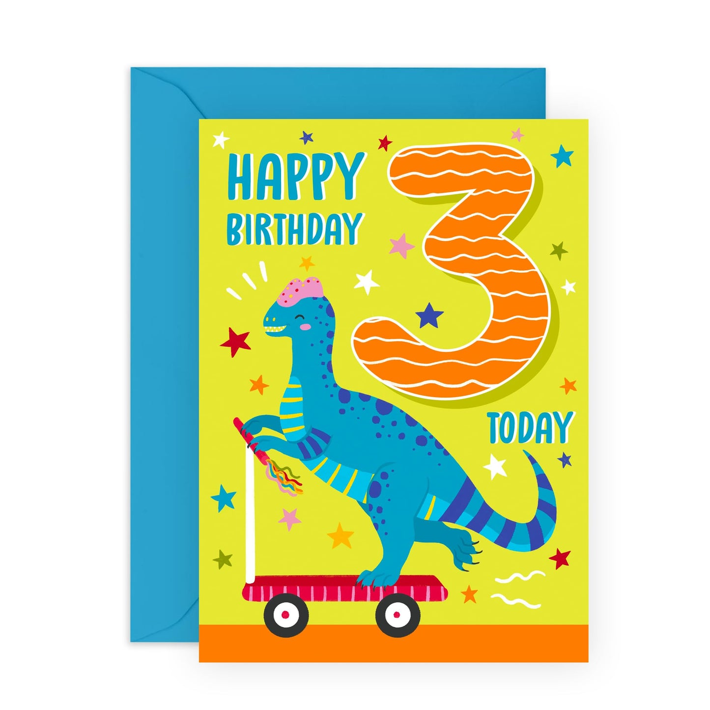 3rd Birthday Card Boys Girls - Dinosaur Birthday Age 3 - Baby Milestone Cards Age Three - Third Birthday Cards - Animal - Gifts For Son Daughter Niece Nephew - Comes With Stickers By Central