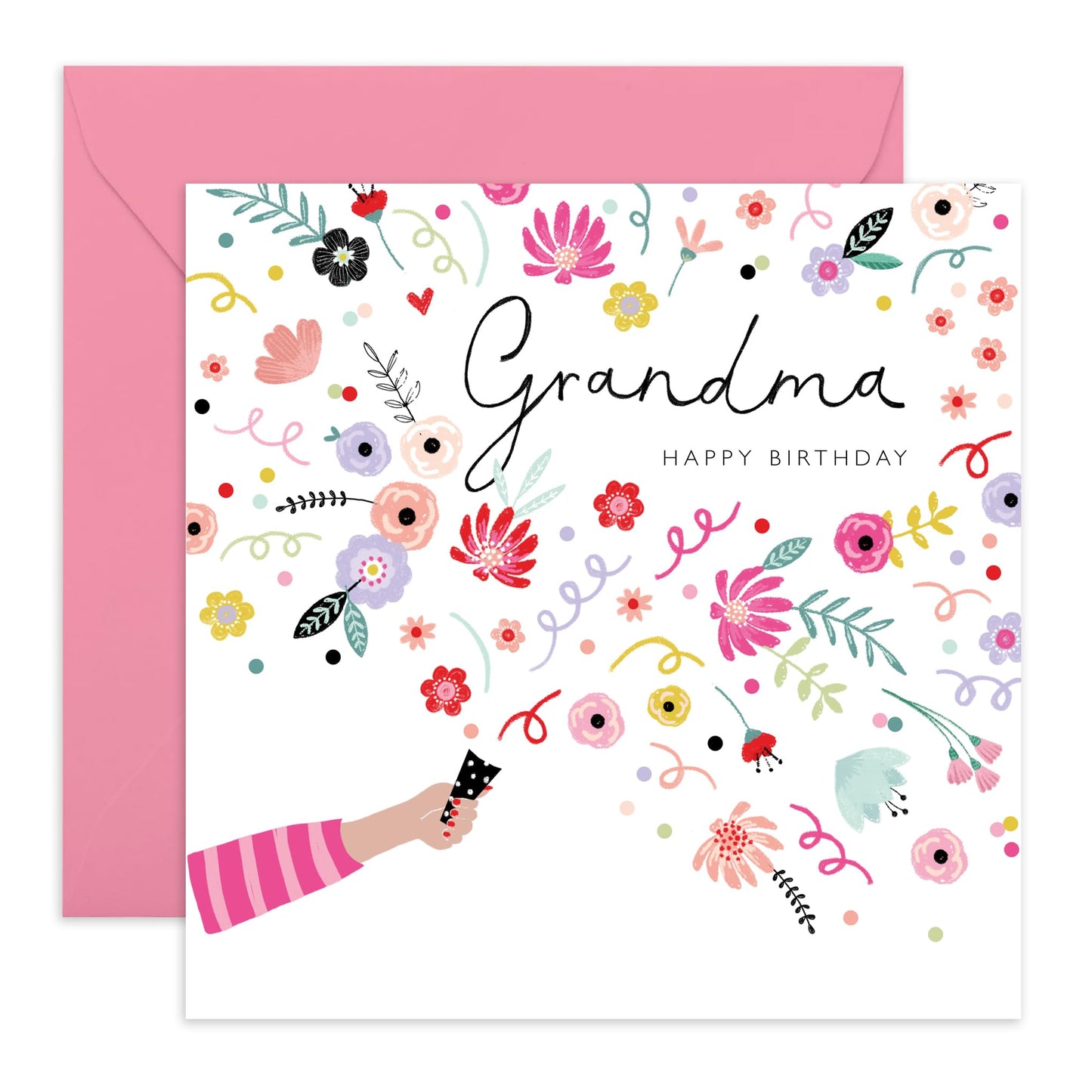 Happy Birthday Grandma Card - Sweet Greeting Cards For Grandmother - Flower Confetti Card - Nana Birthday Card - Grandma Gifts For Women - Comes With Stickers By Central 23