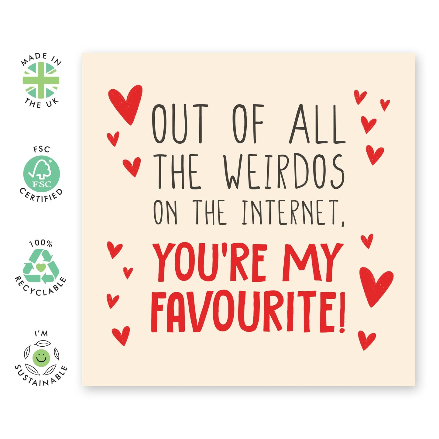 Birthday Card For Women - Favourite Weirdo On The Internet - Mothers Day Card From Son Daughter - Wife Anniversary Card - Love Cards For Her - Comes With Stickers By Central 23