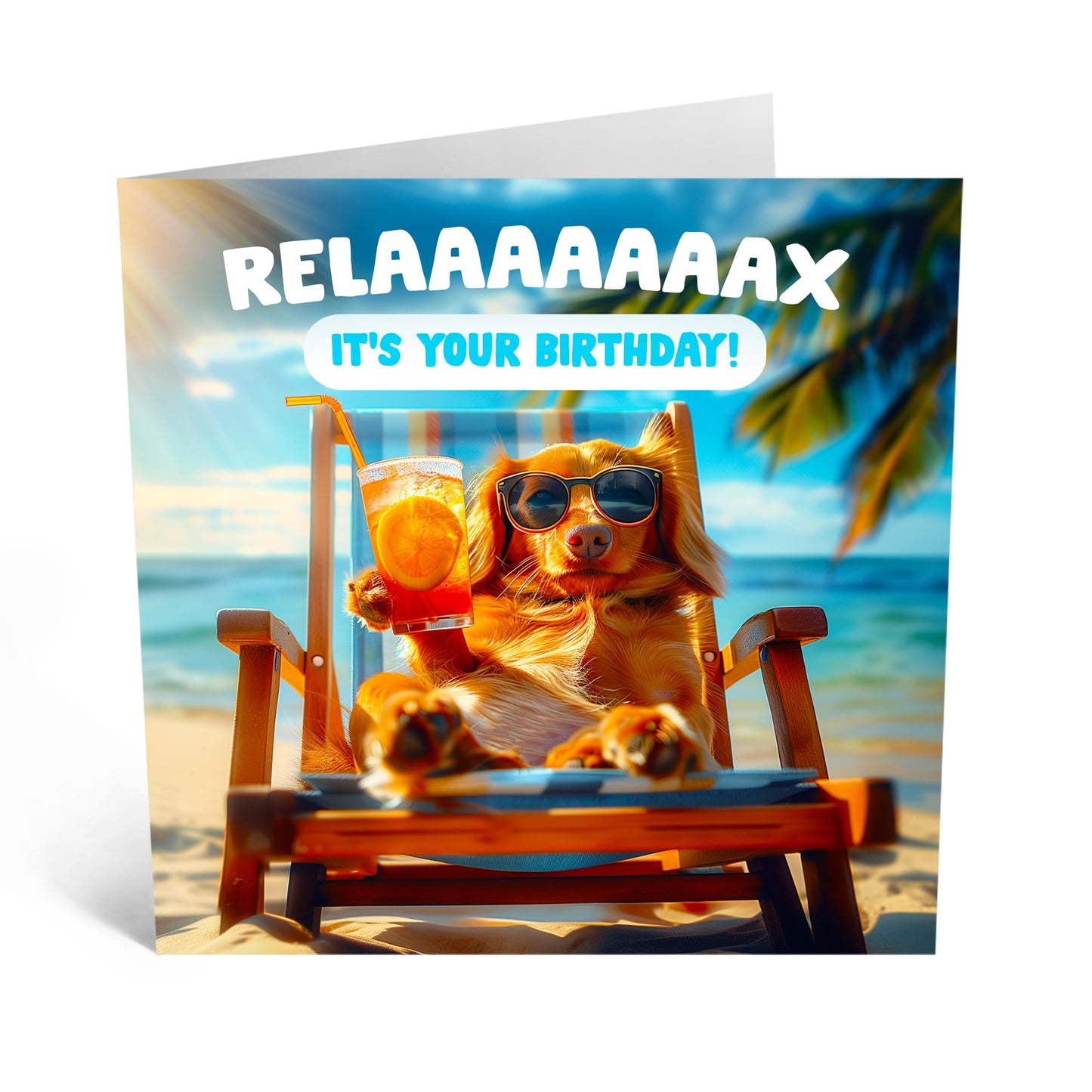 Greeting Card - 'RELAX SAUSAGE DOG BIRTHDAY' - Perfect for Dachshund Lovers & Fun Birthdays - Adds a Cozy Playful Touch to Celebrations - Ideal for Pet and Dog Fans - Comes With Stickers By Central 23