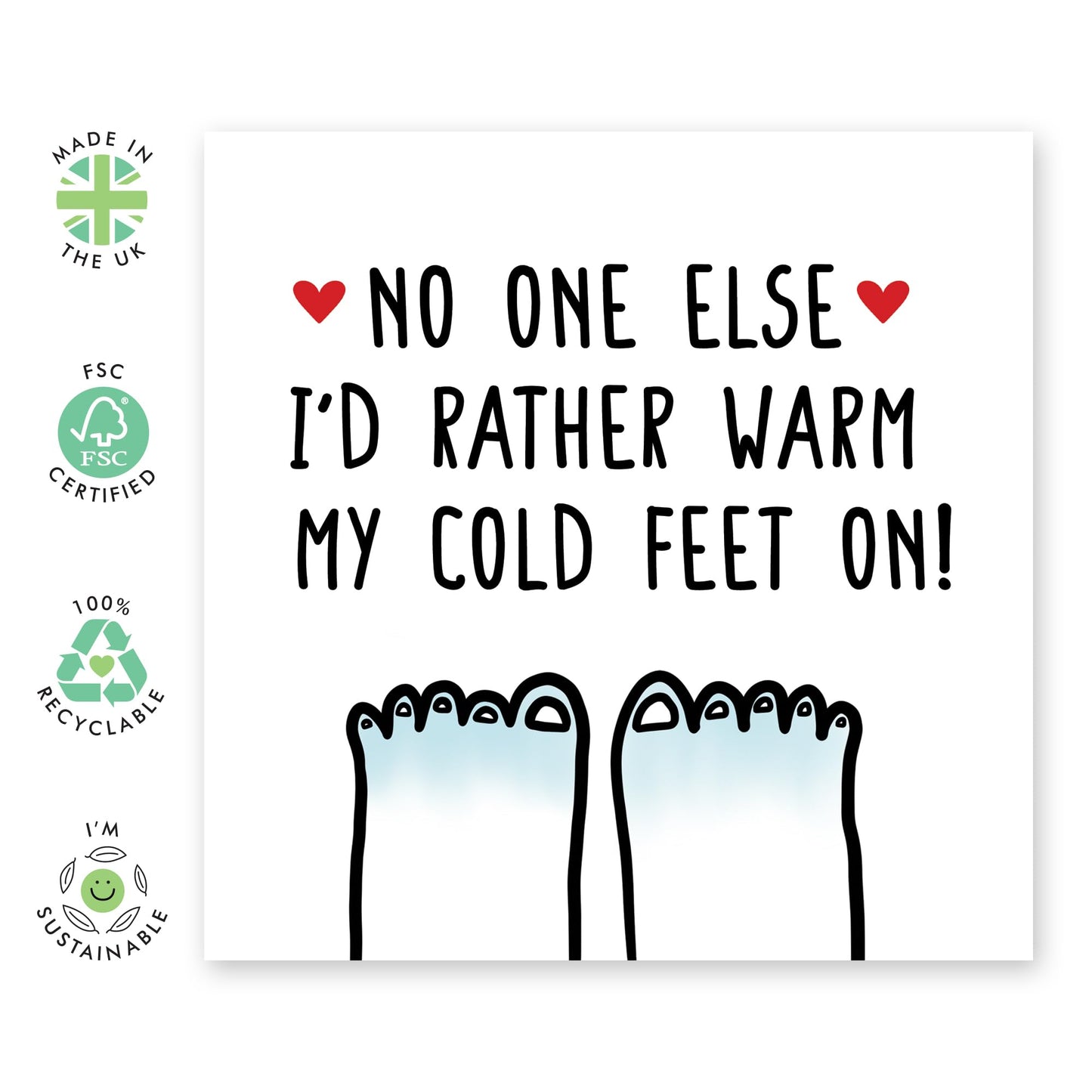 Funny Valentines Day Card - 'Warm My Cold Feet On' - Anniversary Card For Her Him Wife Husband - Boyfriend Birthday Card - Romantic I Love You Gifts For Him - Comes With Cute Stickers