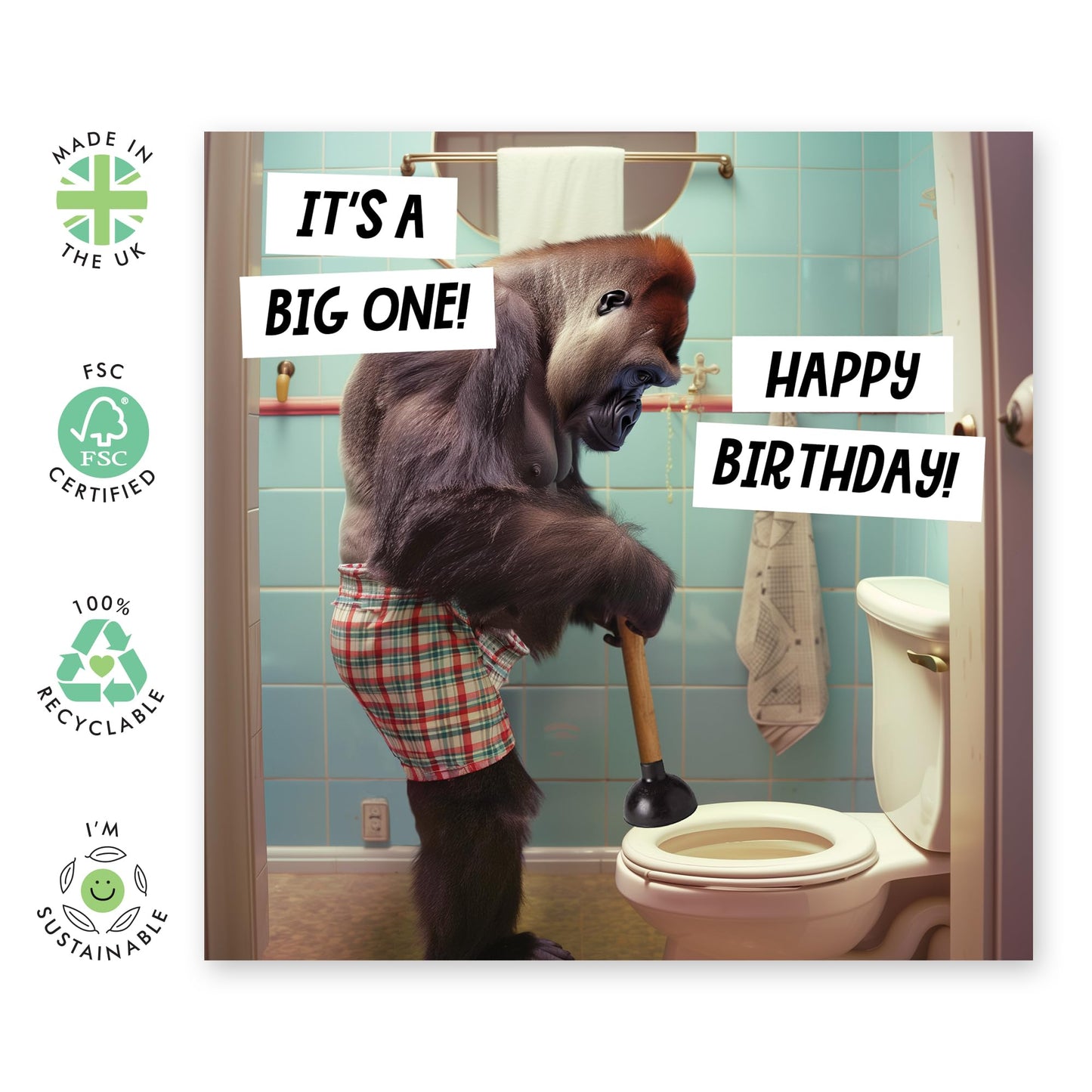 Birthday Card - 'IT'S A BIG ONE! TOILET BIRTHDAY' - Perfect for Celebrating with a Hilarious & Unique Twist - Ideal for Adding a Fun & Memorable Touch to Their Day - Comes With Stickers By Central 23