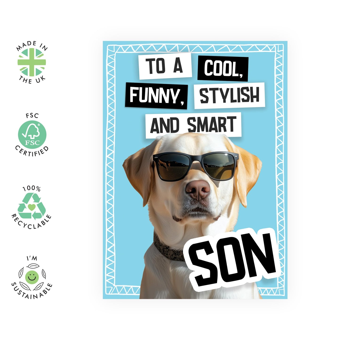 Greeting Card - 'SON DOG' - Perfect for Celebrating Your Special Bond with a Touch of Furry Charm - Ideal for Adding Warmth & Affection to Any Occasion for Your Son - Comes With Stickers By Central 23