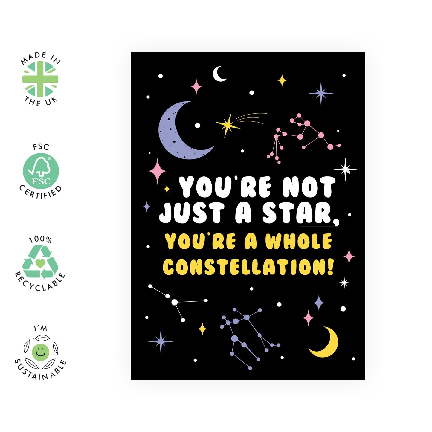 Funny Birthday Card For Women - A Whole Constellation - Mothers Day Card - Well Done Card - Congratulations Card - Greeting Cards For Mum Sister Best Friend - Comes With Stickers - By Central 23