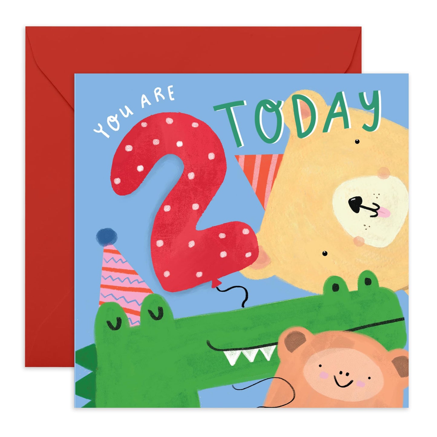 Happy 2nd Birthday Card For Boys And Girls - 2 Today Safari - Kids Birthday Card For 2 Year Old - Age Two - Greeting Cards For Children Toddler Daughter Son - Comes With Stickers - By Central 23