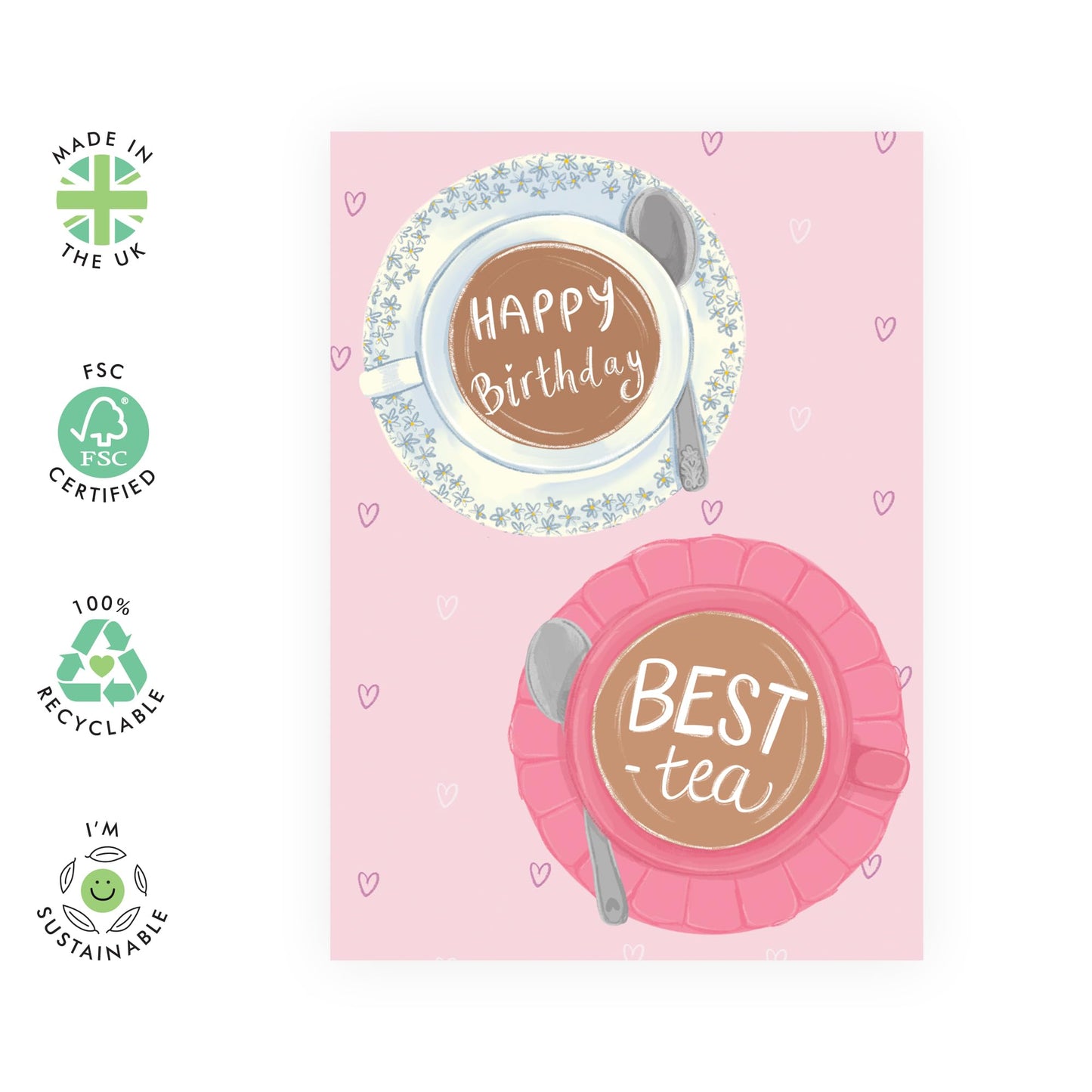 Birthday Greeting Card - 'BEST TEA' - Perfect for Celebrating Friendships - Ideal for Her, Friends, Family, BFFs, Tea Lovers, and Anyone Who Enjoys a Warm Cup - Comes With Stickers By Central 23