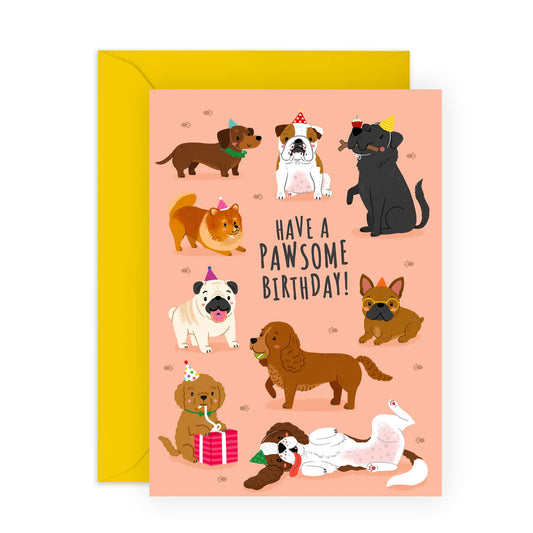 Dog Birthday Cards For Women Men - Have A Pawsome Birthday - Birthday Card Mum Dad - Birthday Gift Girlfriend Boyfriend - Wife Husband Birthday Card - Son Daughter- Comes With Stickers - By Central 23
