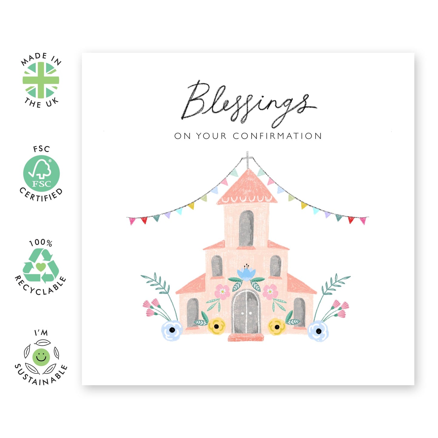 Confirmation Card Congratulation - Blessing On Your Confirmation - Church Card - Catholic Greeting Cards For Men Women - Confirmation Gifts For Teen Girls Kids - Comes With Stickers - By Central 23