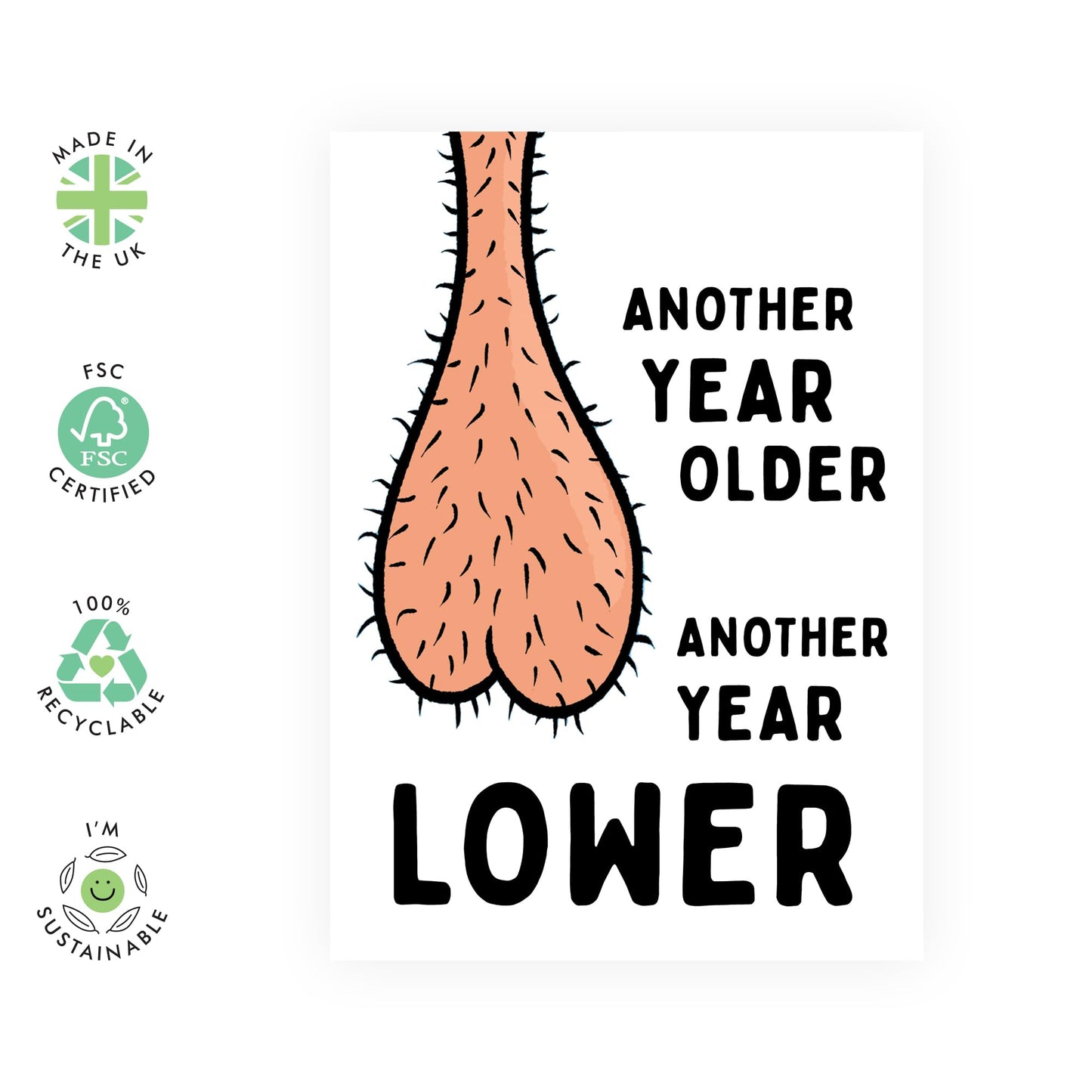 Birthday Card For Men - Another Year Older Balls - Daddy Birthday Card - Husband Dad - Brother - Happy Birthday Greeting Card Male Friends - Comes With Fun Stickers By Central 23