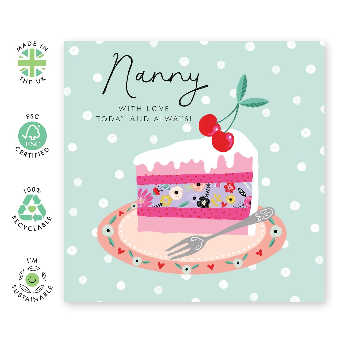 Nanny Birthday Card For Women - With Love Today And Always - Mother's Day Card Valentine's Day Thank You Appreciation Card For Her - Grandma Gifts For Her - Comes With Stickers - By Central 23