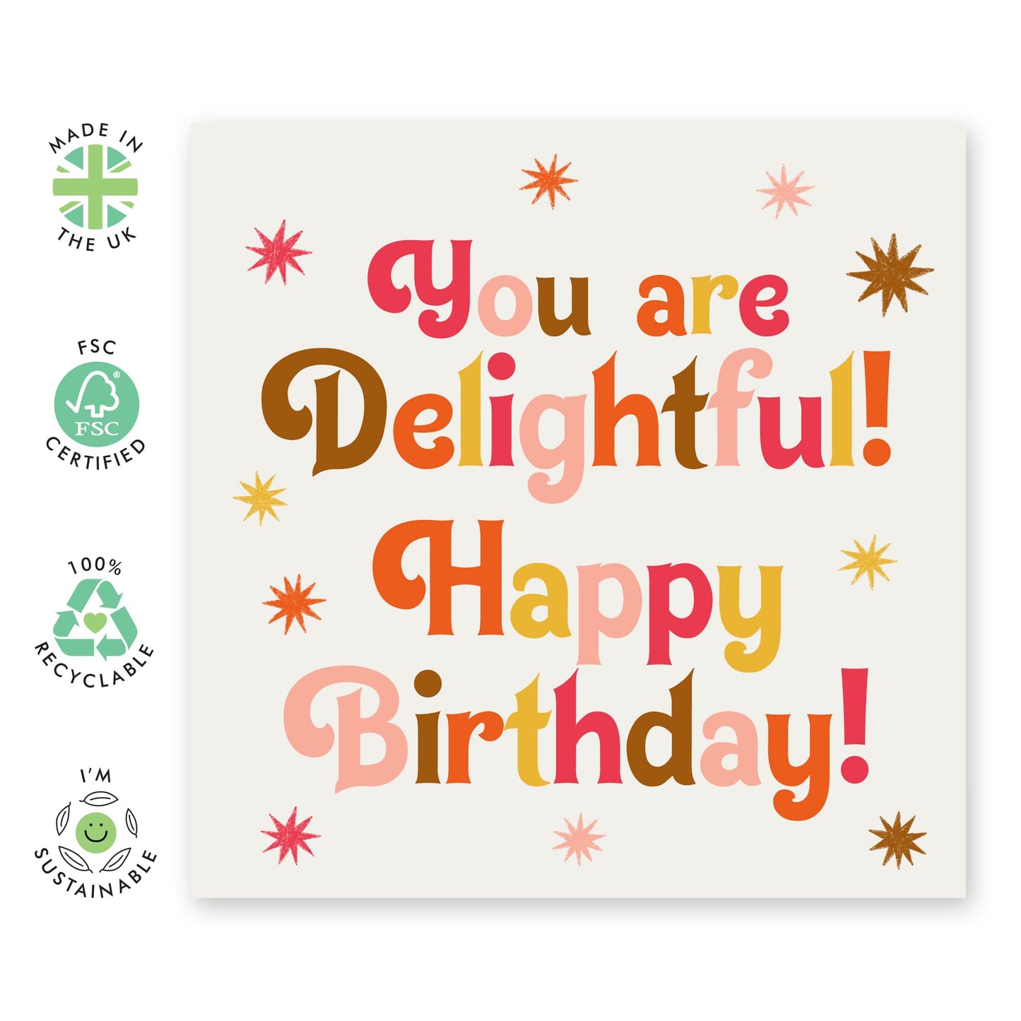 Charming Greeting Card - 'DELIGHTFUL BIRTHDAY' - Perfect for Celebrating Friends and Family with Joyful Wishes - A Lovely Way to Brighten Their Special Day - Comes With Stickers By Central 23