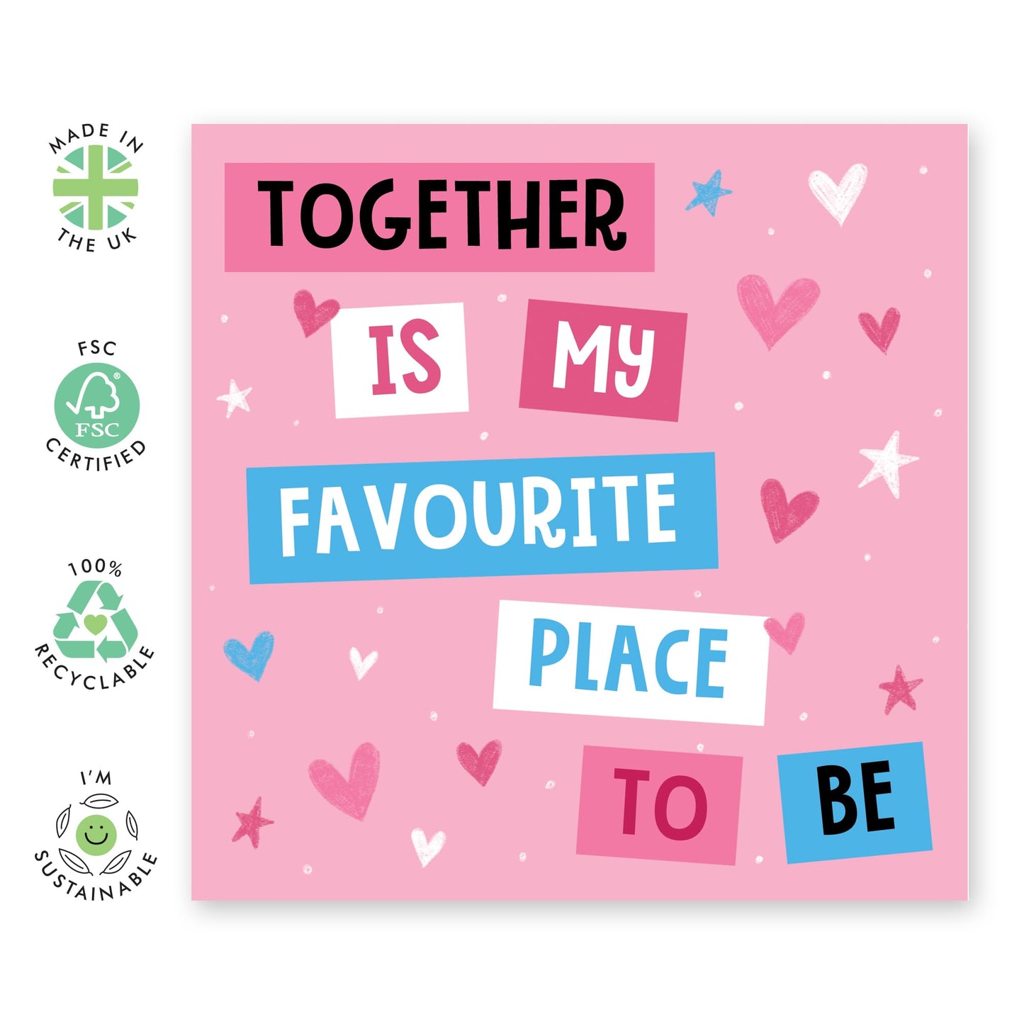 Cute Anniversary Card - 'Together is my Favourite' - Thoughtful Gift for Husband, Wife, Mum, Dad, Couples,Girlfriend, Boyfriend - Cute Pair - Comes with Fun Stickers
