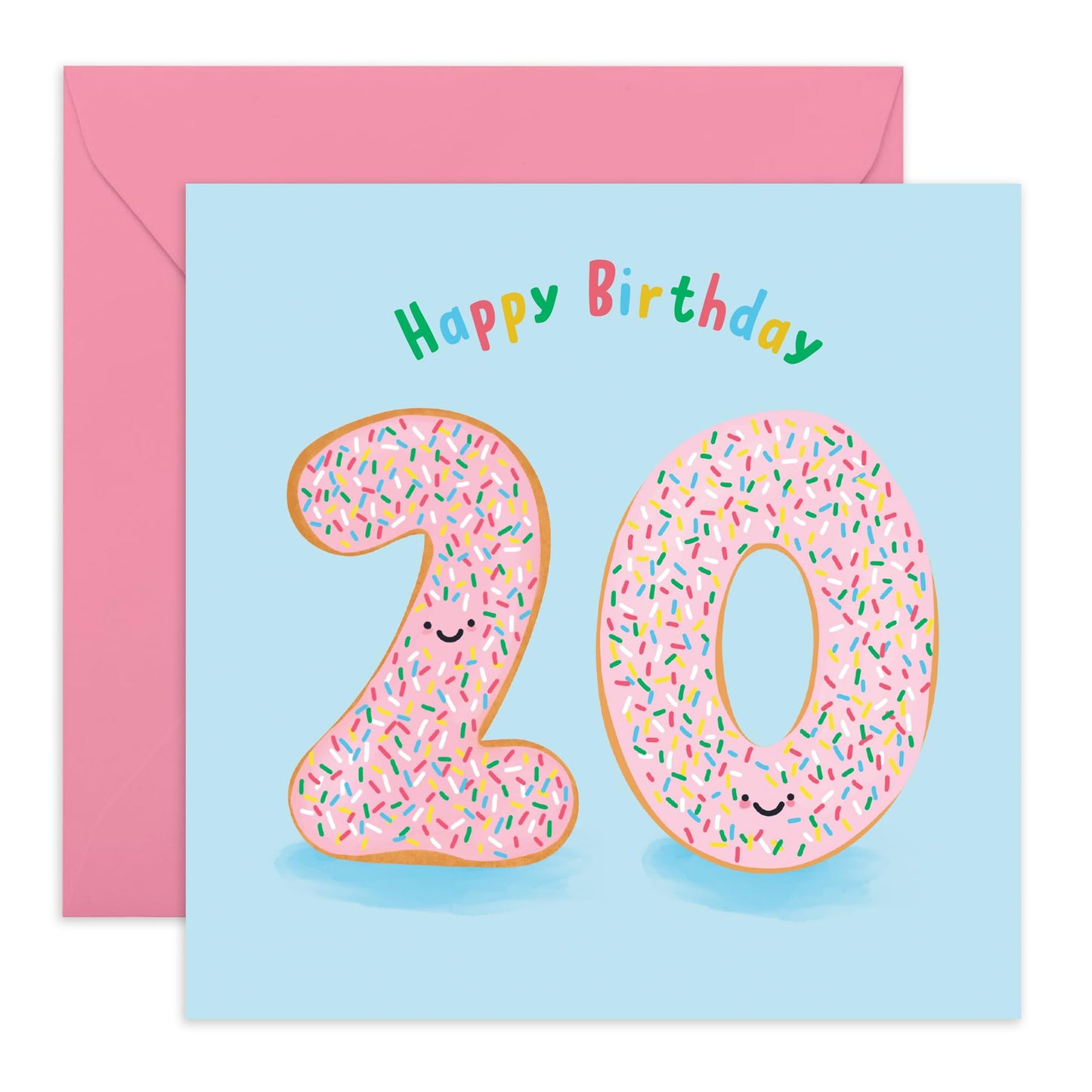 20th Birthday Card Her Him - Donut Age 20 - Twenties Birthday Card - Women Men - Bday Cards - Twenty Birthday Card - Gift Niece Nephews Son Daughter Friends - Comes With Fun Stickers - By Central 23