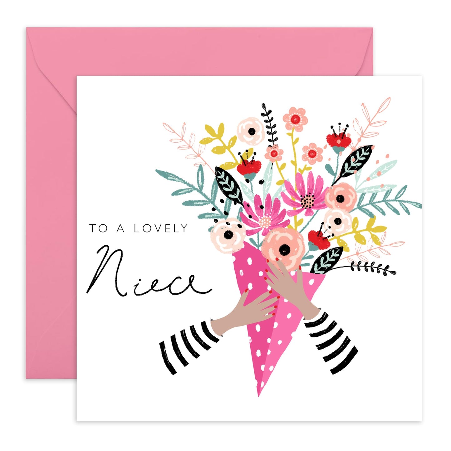 Niece Birthday Card From Aunt - Floral Bouquet Card For Women - Sweet Greeting Cards - Wedding Christmas Appreciation Mother's Day - Flower Card Gifts For Her - Comes With Stickers By Central 23