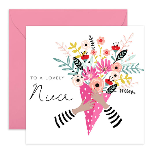 Niece Birthday Card From Aunt - Floral Bouquet Card For Women - Sweet Greeting Cards - Wedding Christmas Appreciation Mother's Day - Flower Card Gifts For Her - Comes With Stickers By Central 23