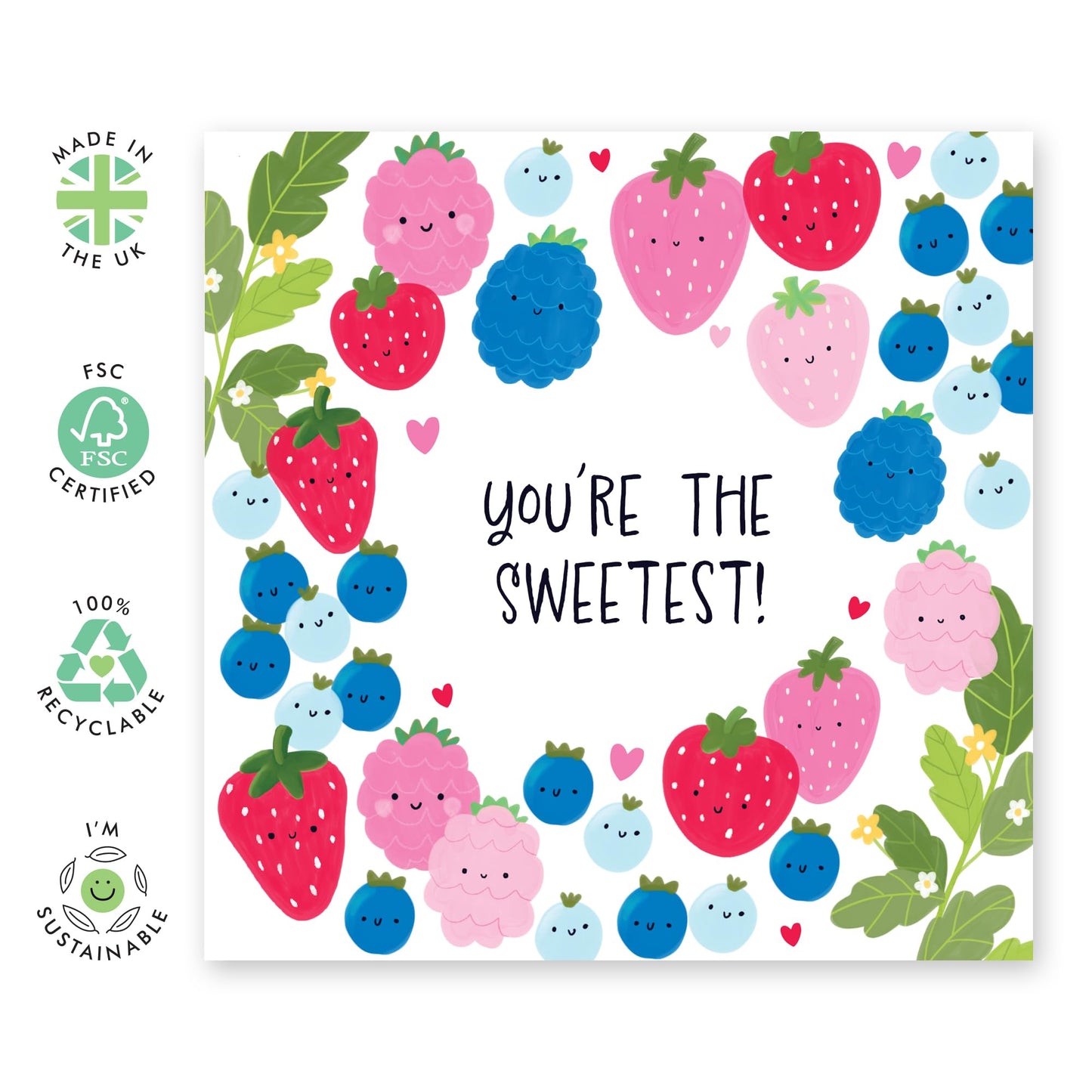 Anniversary Card For Wife Husband - You're The Sweetest Berry 2 - Wedding Card - Valentines Card For Boyfriend Girlfriend - Romantic Birthday Card For Partner - Comes With Stickers By Central 23
