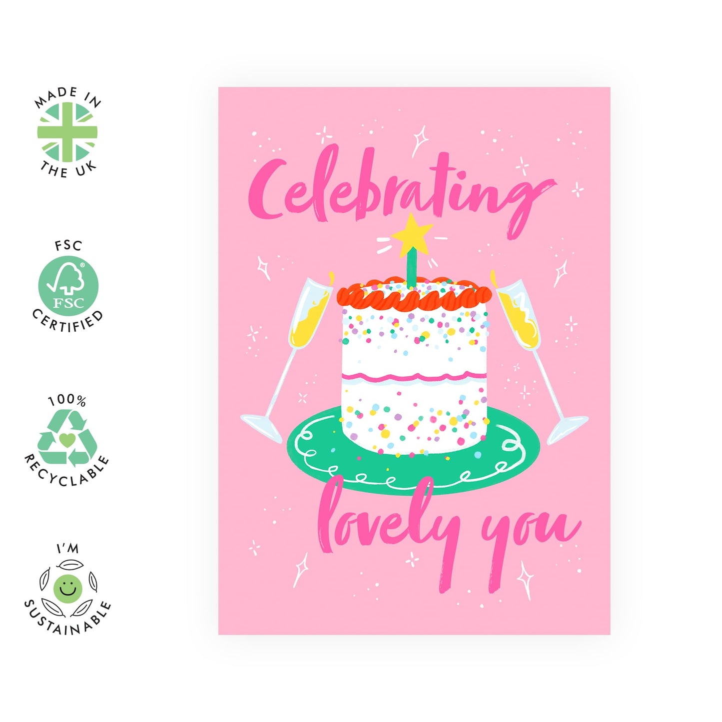 Fun Birthday Cards Her - Celebrating Lovely You Cake - Sister Birthday Card - Best Friend Birthday Card - Cheeky Greeting Cards For Her Mum Aunt - Comes With Fun Stickers By Central 23