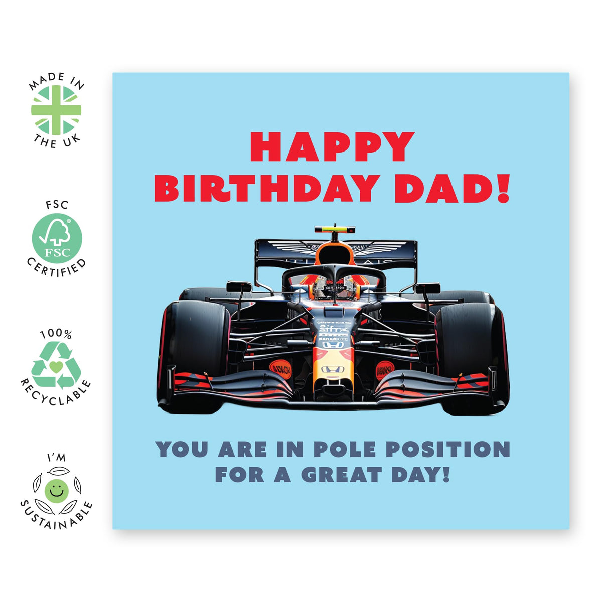 Dad Birthday Card From Daughter - Dad You're In Pole Position - Fathers Day Card - For Grandad Husband Brother - Sweet Birthday Greeting Cards Fur Parents - Comes With Fun Stickers By Central 23