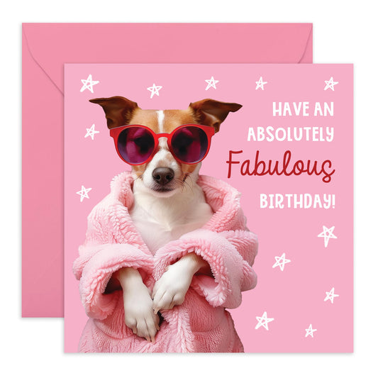Birthday Greeting Card - 'FABULOUS BIRTHDAY DOG' - Perfect for Celebrating with a Fun Canine Twist & Fabulous Design - Ideal for Dog Lovers & Adding a Touch of Joy - Comes With Stickers By Central 23