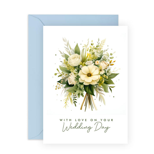 Wedding Cards For Bride And Groom - Flower Bouquet Card With Envelope - Congratulations Card For Men Women Son Daughter In Law - Best Wishes Gifts For Him Her - Comes With Fun Stickers By Central 23