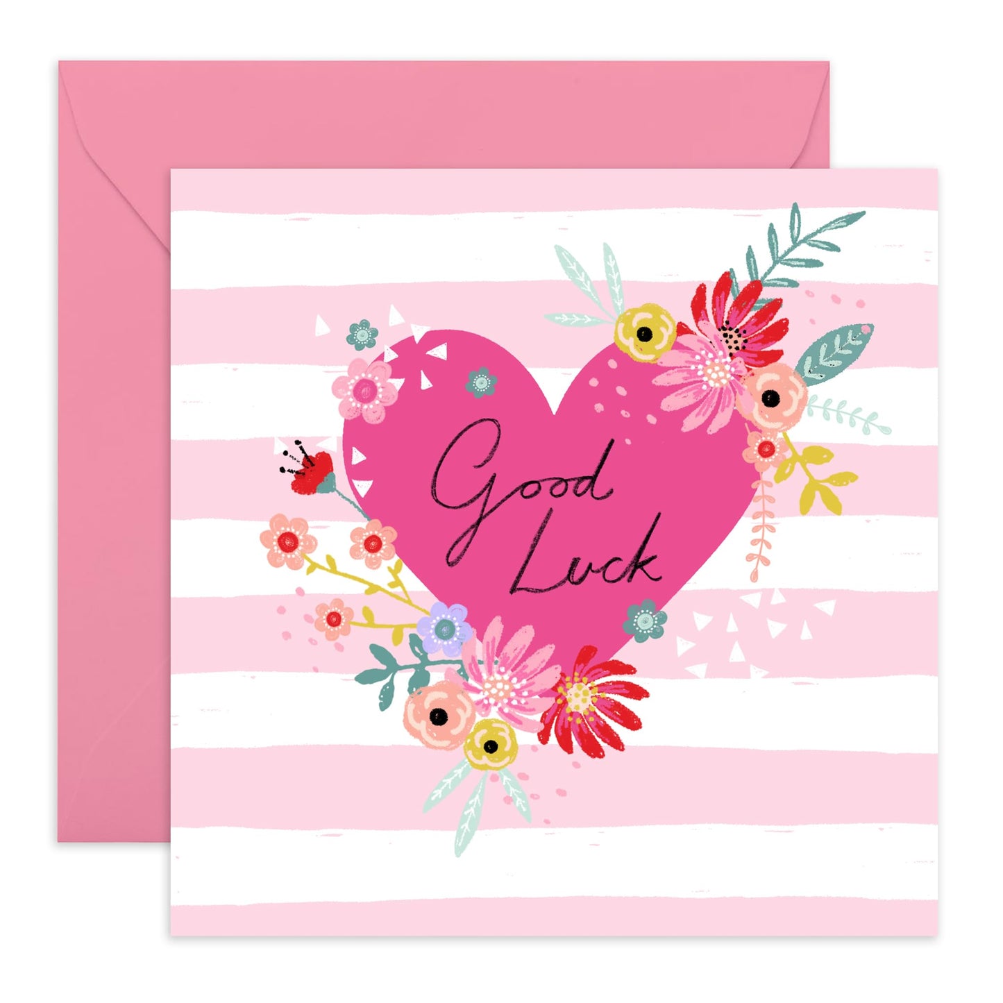 Congratulations Card For Women Men - Good Luck Heart Flowers - Congratulations On Your New Job Colleagues - Graduation Brother Sister - Friendship Gifts - Comes With Fun Stickers By Central 23