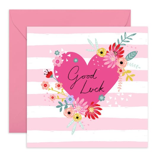 Congratulations Card For Women Men - Good Luck Heart Flowers - Congratulations On Your New Job Colleagues - Graduation Brother Sister - Friendship Gifts - Comes With Fun Stickers By Central 23
