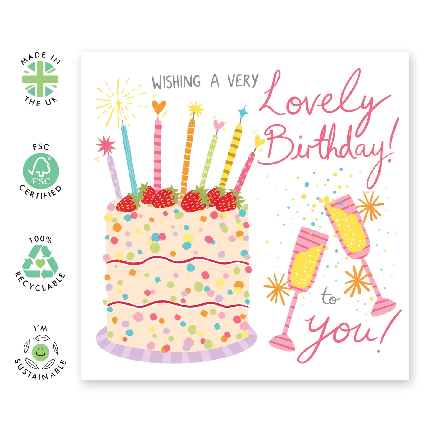 Happy Birthday Card For Her - Wishing You A Very Lovely Birthday - Bday Cake Birthday Cards For Women - Gift For Daughter Grandma Sister Granddaughter Friends - Comes With Cute Stickers By Central 23