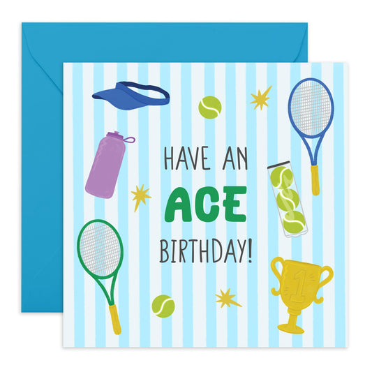 Birthday Card For Boys- 'Have An Ace Birthday' - Gifts for Gifts for Son, Nephew, Grandson, Cousin, Bruv, Brother, Kids, Children - Tennis Ball Player - Comes with Fun Stickers