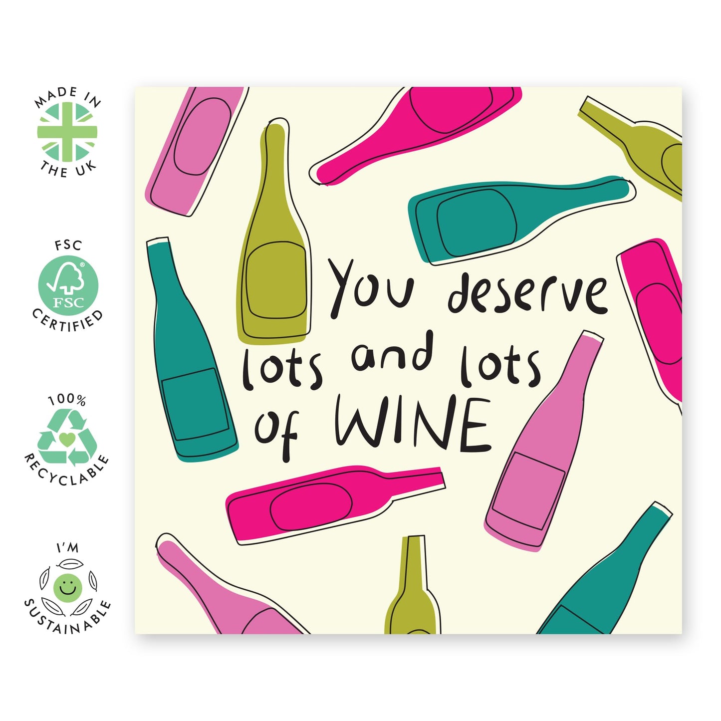 Mothers Day Card - You Deserve Lots And Lots Of Wine - Mum Birthday Card - Gifts For Her From Daughter Son - Womens Birthday Card For Mummy Step Mum - Comes With Stickers By Central 23