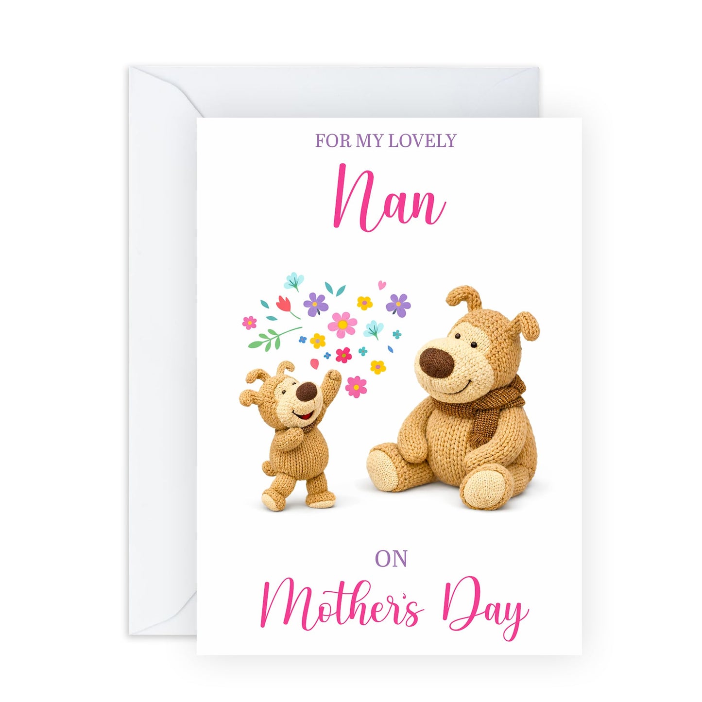 Nan Mother’s Day Card – Lovely Teddy Bear Grandchild - Cute Greetings for Grandmother Granny Grandmum Her Ladies From Grandson Granddaughter Family – Comes with Sweet Stickers