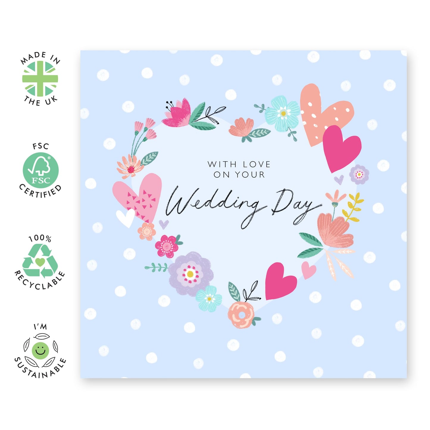 Best Wishes Gift For Him Her - With Love Wedding Day - Floral Greeting Card - Congratulations Card For Men Women - Wedding Cards For Bride And Groom - Comes With Stickers By Central 23