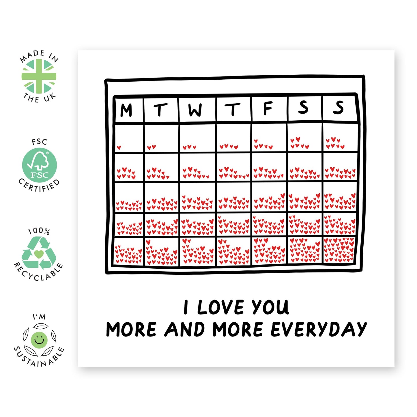 Heartfelt Greeting Card - 'LOVE YOU MORE EVERYDAY' - Perfect for Romantic Partners, Anniversaries, or Special Moments - A Loving Gesture for Your Special Someone - Comes With Stickers By Central 23