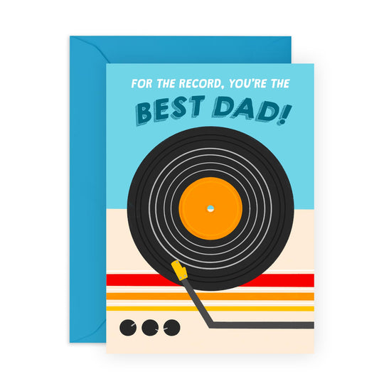 Happy Birthday Dad - For The Record, Best Dad - Funny Birthday Cards For Men - Father's Day Card From Daughter Or Son - Thank You Cards For Dad - Comes With Stickers - By Central 23