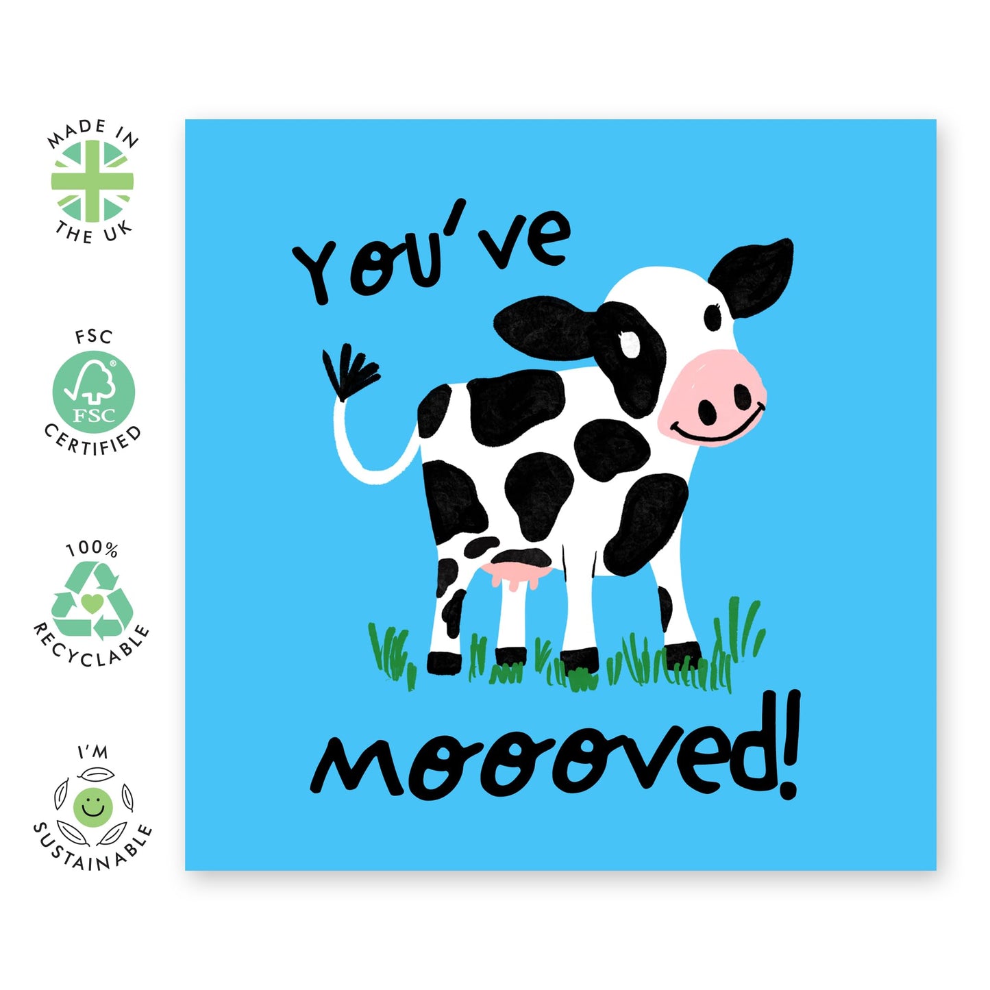 New Home Card For Men Women - You've Moooved Cow - Funny Greeting Cards For Housewarming - New House Cards - Congratulations Card For New Home Owners - Comes With Stickers - By Central 23