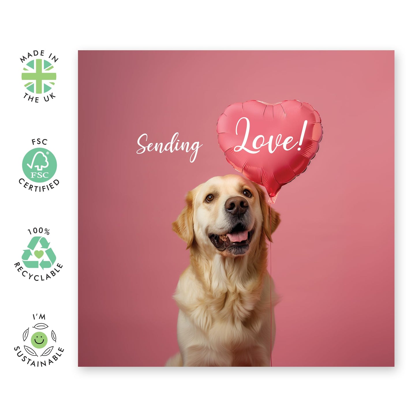 Greeting Card - 'SENDING LOVE BALLOON LABRADOR' - Perfect for Sending Warm Wishes with a Touch of Canine Charm - Ideal for Labrador Lovers & Add a Heartfelt Message - Comes With Stickers By Central 23