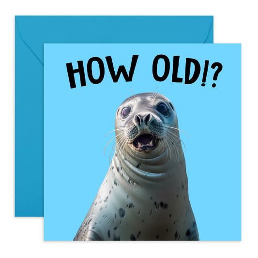 Birthday Greeting Card - 'HOW OLD?! SEAL' - Perfect for Celebrating with a Splash of Humor - Ideal for Seal Enthusiasts and Adding a Playful Touch to Any Birthday - Comes With Stickers By Central 23