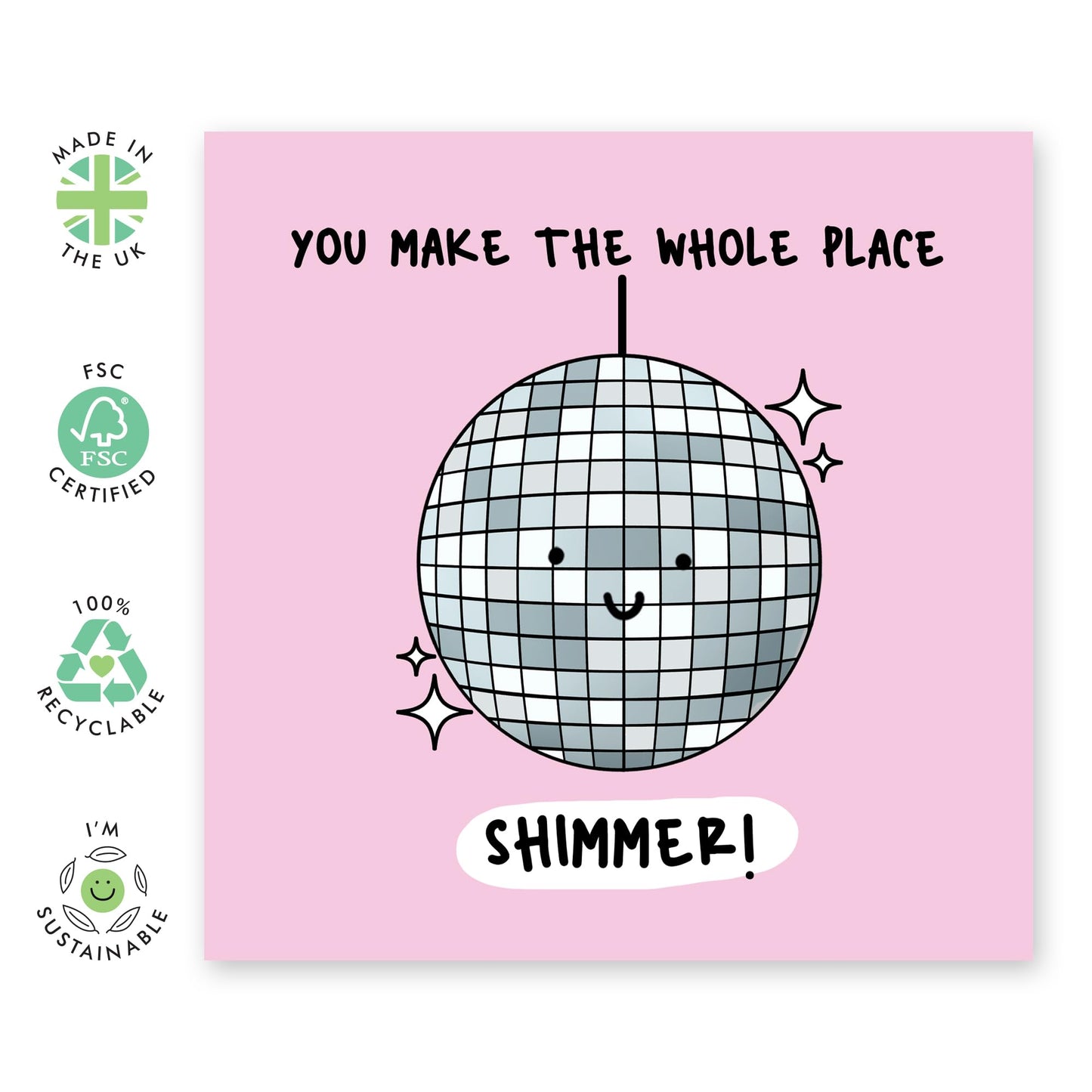 Sparkling Greeting Card - 'WHOLE PLACE SHIMMER' - Perfect for Adding a Dazzling and Glamorous Touch to Any Celebration - Ideal for Him Her Friends Family Colleagues - Comes With Stickers By Central 23