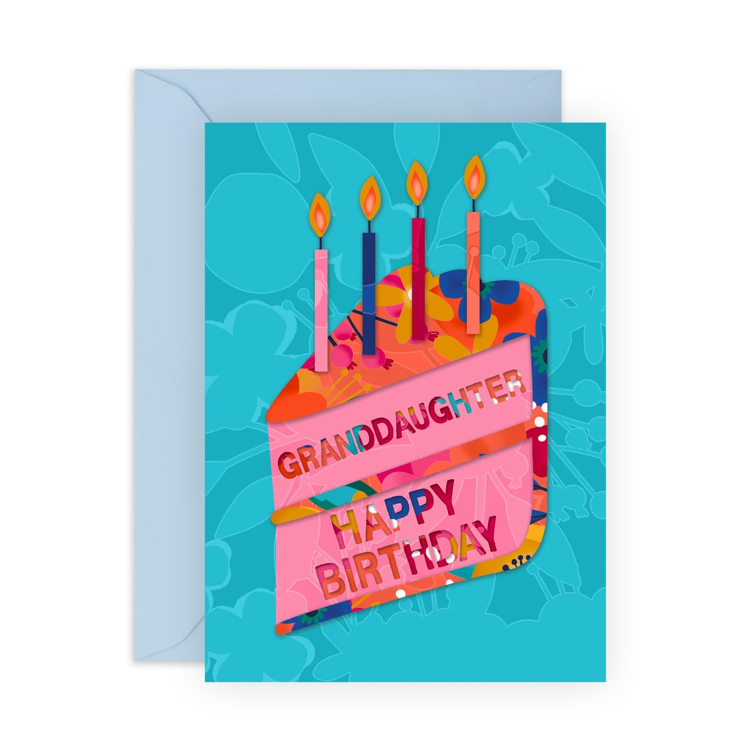 Granddaughter Birthday Card For Women - Cake Celebration Pretty - Happy Birthday Greeting Cards For Her Female - Gifts For Girls - Comes With Fun Stickers - By Central 23