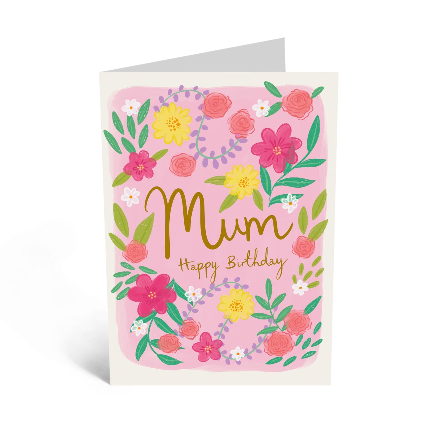 Flowers Birthday Card - 'Mum Birthday Floral' - Gifts for Mother, Mummy, Mama, Ma, Her From Kids, Children, Son, Daughter, Family - Beautiful Flowers- Comes with Fun Stickers