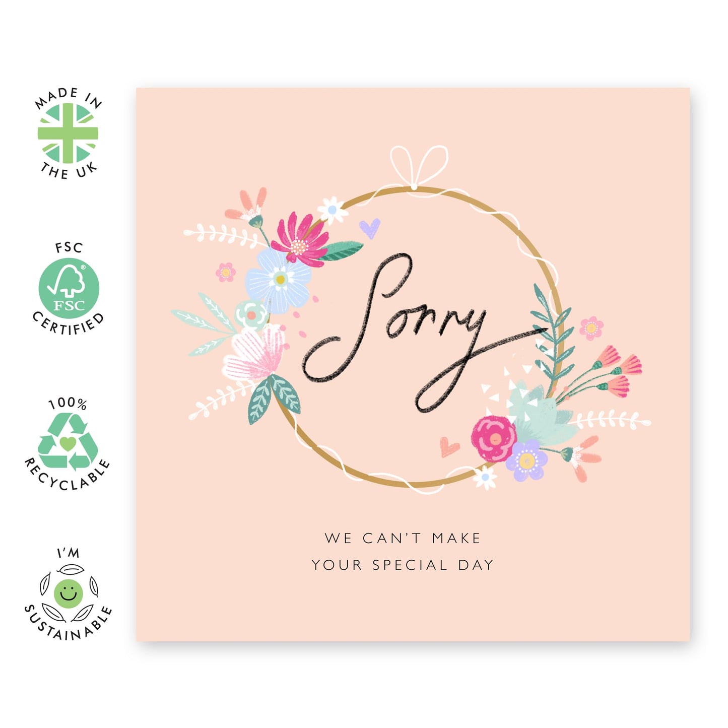 Wedding Invitation Declined Card - Sorry We Can't Make Your Special Day - Rsvp Reply Card From Entourage - Wedding Invitations Groom Bride - Comes With Fun Stickers By Central