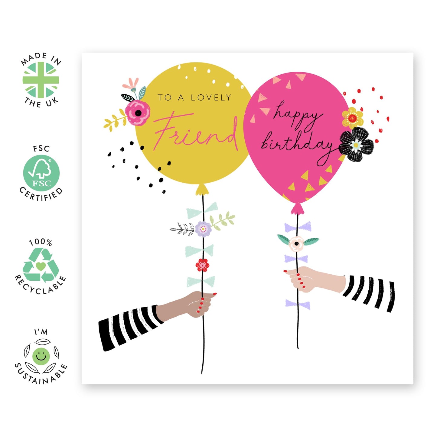 Friend Birthday Cards For Women - Gifts For Friends Women - Bday Balloons Birthday Card For Her Woman - Trendy Gift For Female Friends - Comes With Cute Stickers - By Central 23