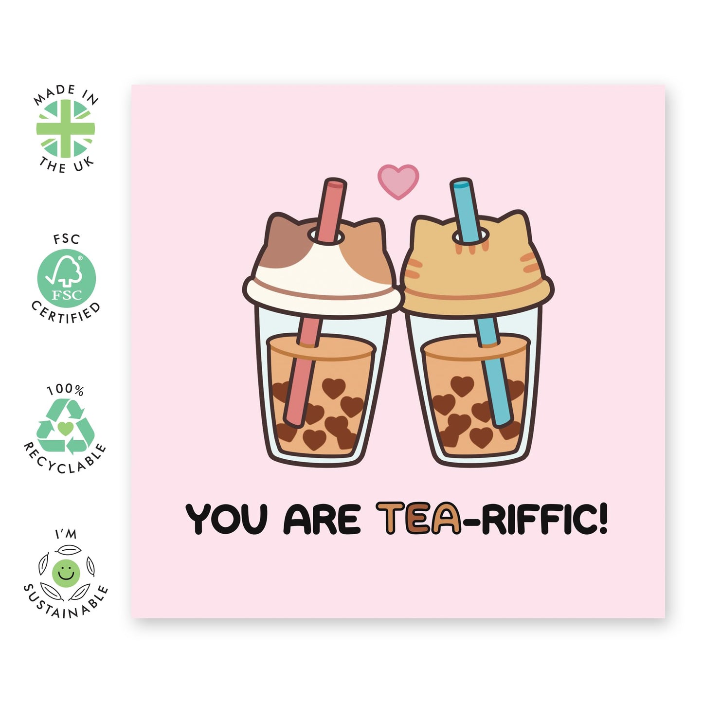 Husband Anniversary Card - You Are Tea-riffic - Funny Boba Valentine Card For Girlfriend Boyfriend - Fiance Birthday Card For Him - Gifts For Men Women - Comes With Stickers By Central 23