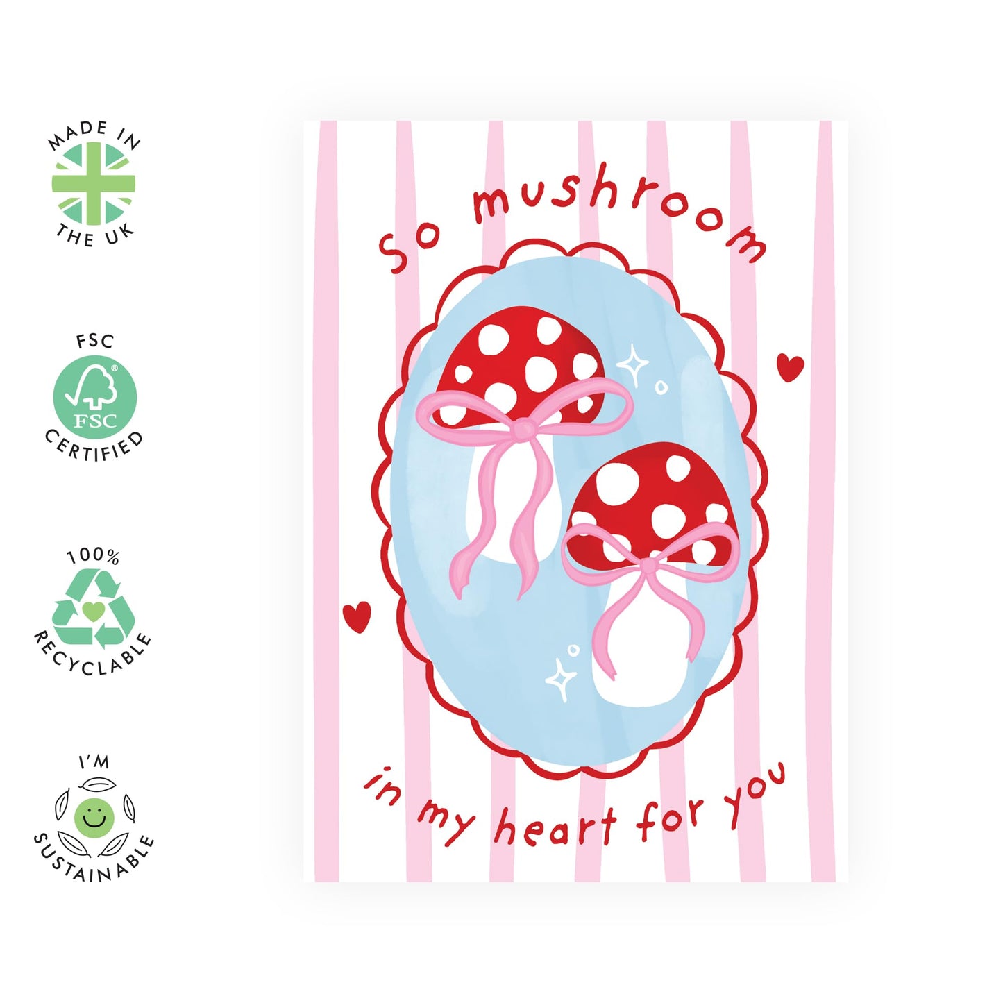Cute Mushroom Love Card - "So Mushroom in My Heart for You" - Romantic Card for Anniversary, Valentine’s Day, or Just Because - For Wife, Husband, Spouses, Partners, and Loved Ones