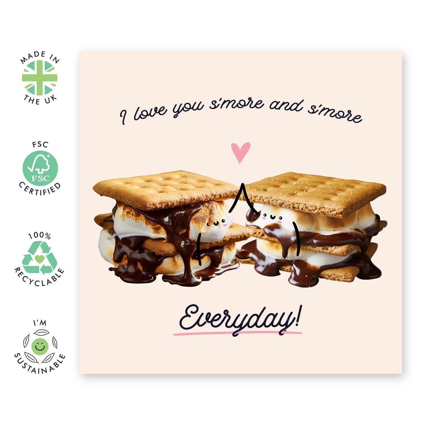 Valentines Day Card Girlfriend Boyfriend - I Love You S'more And S'more - Anniversary Card Couple - Greeting Cards Fiance - Husband Wife - Greeting Cards - Comes With Fun Stickers By Central 23