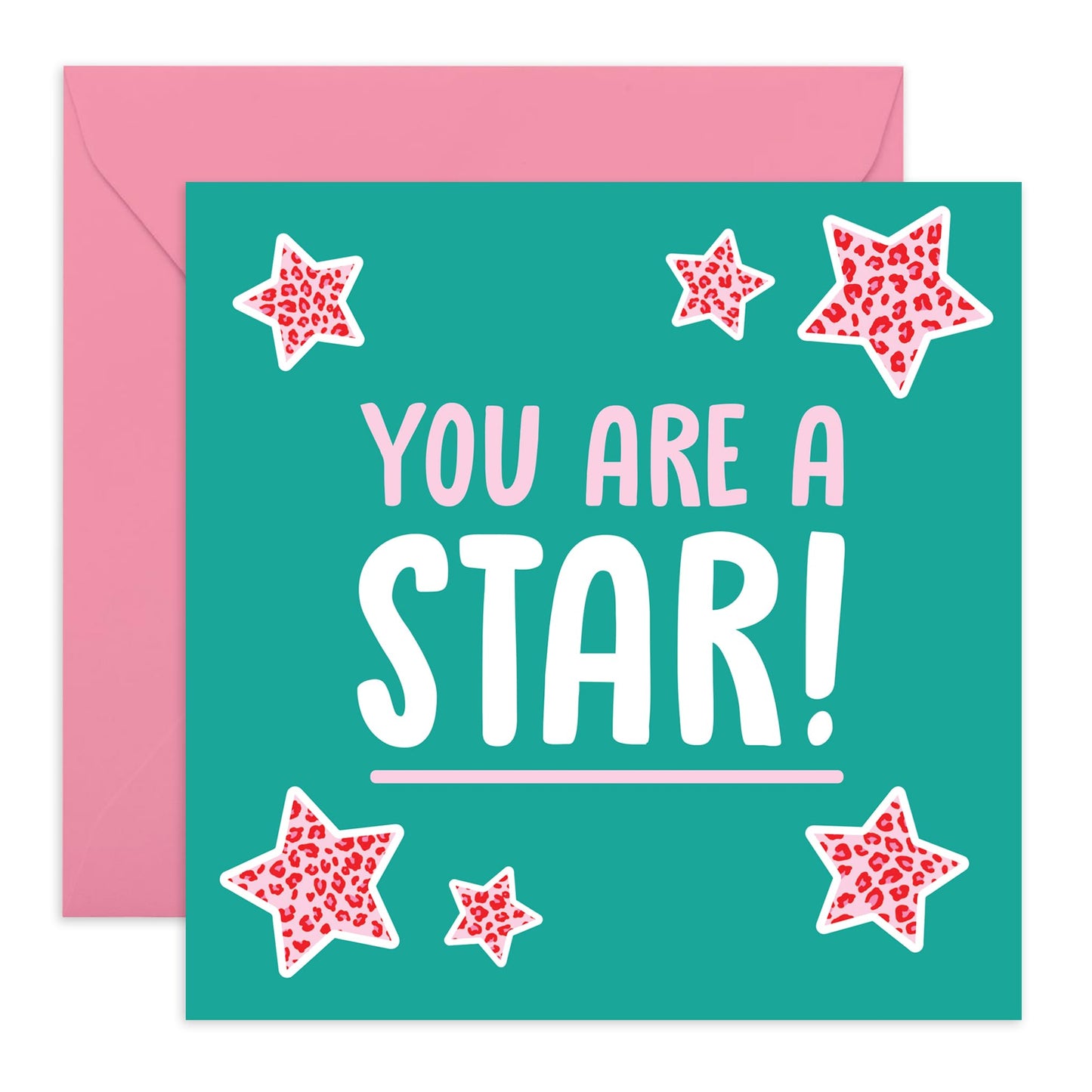 Congratulations, Thank You, or Appreciation Card- You Are a Star Card - Fun Leopard Print Design - For Him, Her, Son, Daughter, Bro, Sis, Family, Colleagues - Blank Inside
