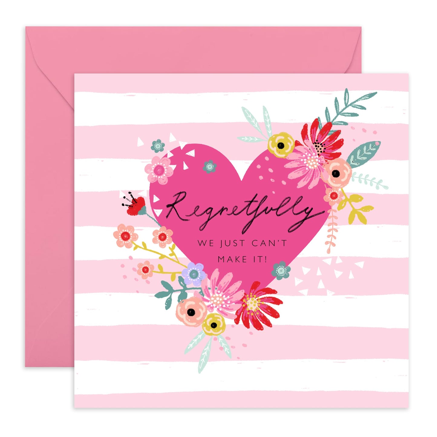 Declined Wedding Invitations Response - Regretfully Can't Make It Stripes - Wedding Invitations Groom Bride - Wedding Regret Card - Wedding Declined Rsvp Card - Comes With Fun Stickers By Central 23