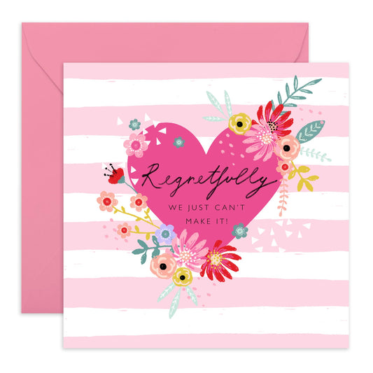 Declined Wedding Invitations Response - Regretfully Can't Make It Stripes - Wedding Invitations Groom Bride - Wedding Regret Card - Wedding Declined Rsvp Card - Comes With Fun Stickers By Central 23